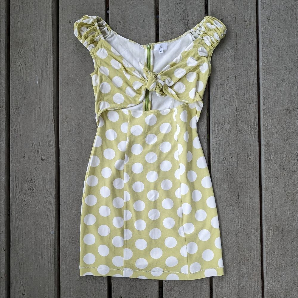 Revolve‎ LPA Green White Cinzia Festive Polka Dot Cut Out Mini Dress Size XS - Picture 3 of 7